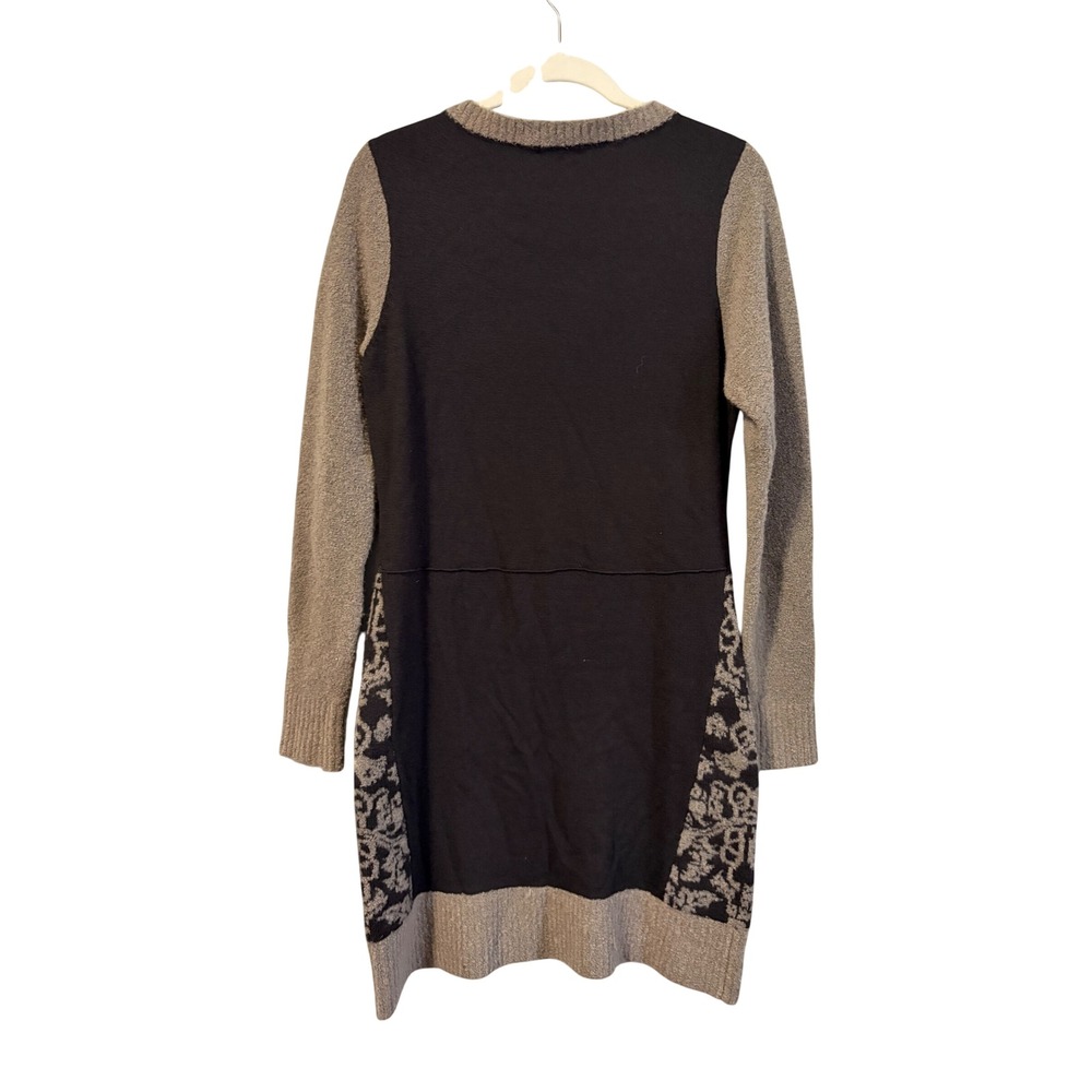 TOAD&CO Boucle Mixed Styles Sweater Dress‎ Black Tan Textured Knit Size L - Picture 2 of 4